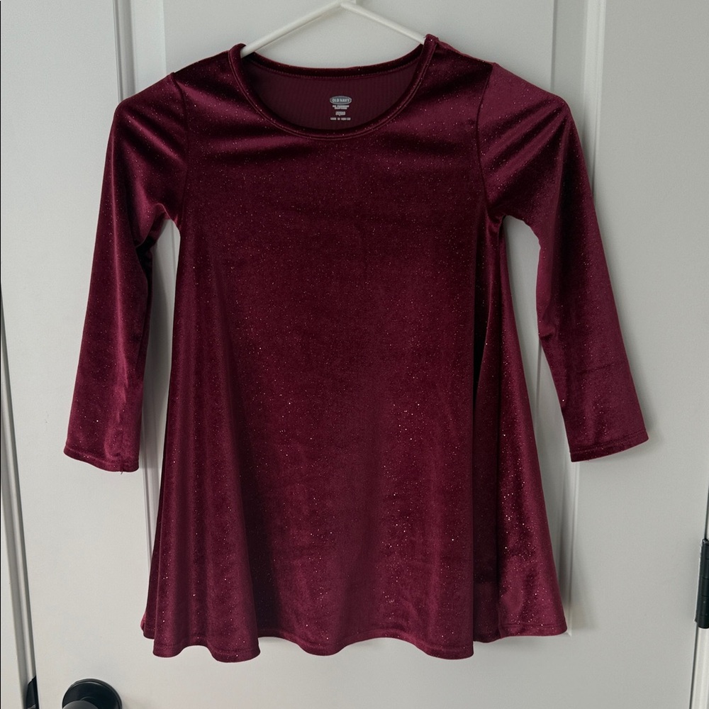 Old Navy Sparkle Maroon Velvet girls dress